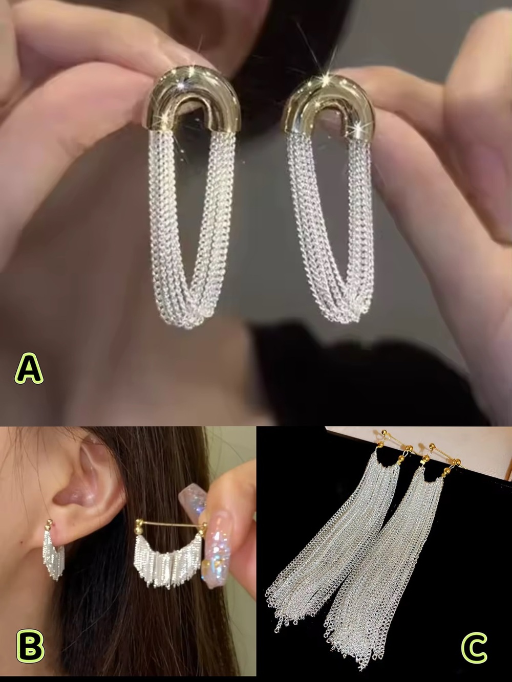 Jessica Simpson earrings watery flowy tassels